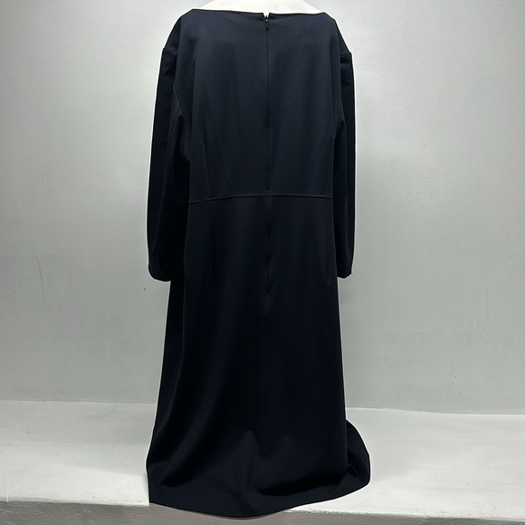 Lafayette 148 NY Dress Crew Neck Knee Length Midi Wool Navy Blue Plus Size 20 - Picture 4 of 9